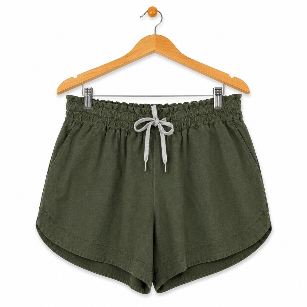 Intimately Free People Olive Green Linen Blend Paperbag Waist Shorts Small